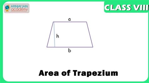 Base = b = 20. Area of Trapezium Class 8 | Maths | Arinjay Academy