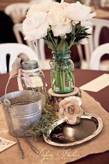 These wood slab centerpieces will steal the show at any rustic wedding reception wood slice centerpieces wood slab centerpiece wood centerpieces. Wedding Burlap Mason Jar | Wedding reception decorations rustic, Vintage wedding reception ...