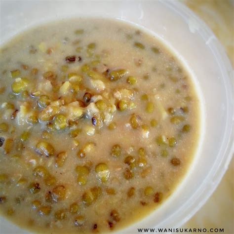 1.kacang hijau direndam hingga kembang , toskan dan jerang atas dapur bersama 1 liter. RESEPI BUBUR KACANG HIJAU DURIAN YANG SEDAP DAN MUDAH