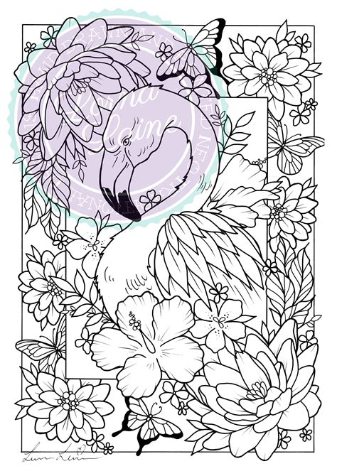 Home / animals / flamingo. INSTANT DOWNLOAD - Flamingo colouring page, digital ...