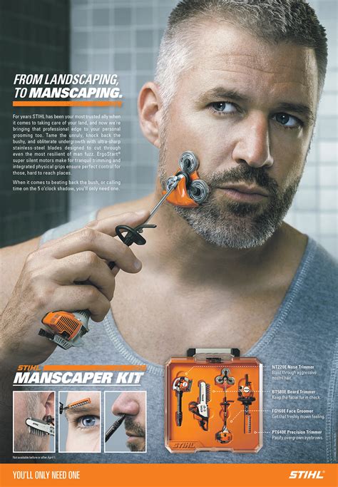 A full page press ad ran in the new zealand herald as well as online via social media. STIHL: Manscaping Kit on Behance