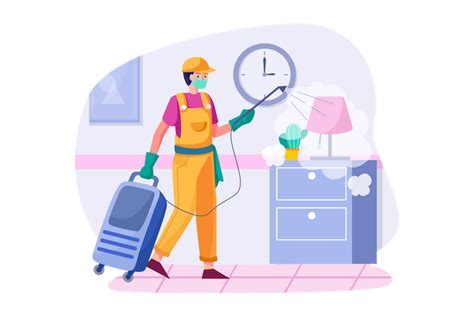 Best Premium Cleaner Disinfecting room Illustration download in PNG & Vector format