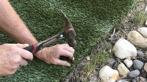 Even if your property is completely flat, you'll want a slight grade to help with water runoff, rising from the edge to the center about 1 inch (2.5 cm) for every 10 feet (3.0 m) of. How To Install Artificial Grass Over Dirt - LetsFixitUp.com