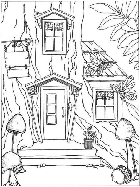 These are just the cutest little houses. Tree House Coloring Pages