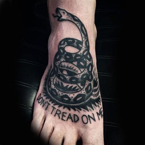 For more than 11 years, a gadsden flag, a yellow banner with a coiled rattlesnake and the motto don't tread on me, hung on the wall of my office in the olympia press house. 40 Dont Tread On Me Tattoo Designs For Men - Liberty Ink ...