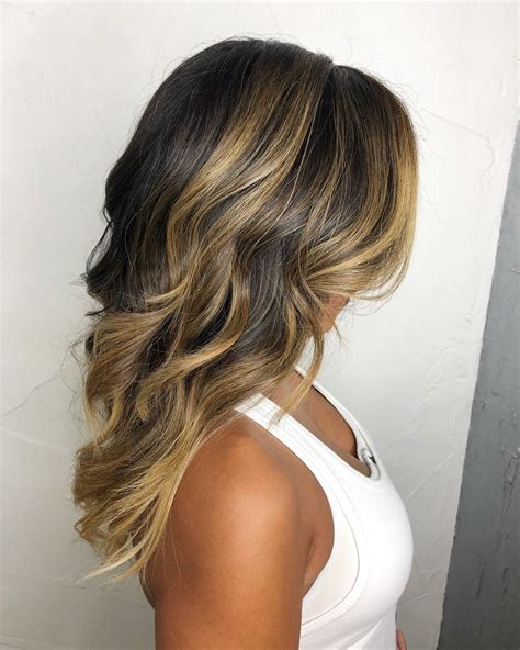 Satisfy your sweet cravings with this dark brown hue. Sun kissed golden blonde balayage on dark brown hair ☀️👱🏾 ...