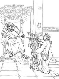 You'll receive instructions on how to turn these pages into a little theater and mini book, too! David Plays for King Saul (Coloring Page) - Kids Korner ...