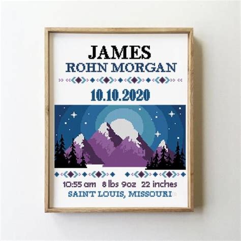 Free counted cross stitch patterns of birth navy. Mountains birth announcement counted cross stitch pattern ...