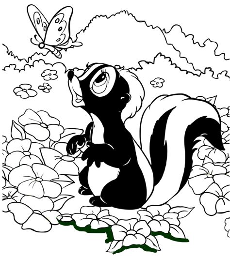 We have compiled for you a large collection of images with different animals. Flower the striped skunk coloring pages