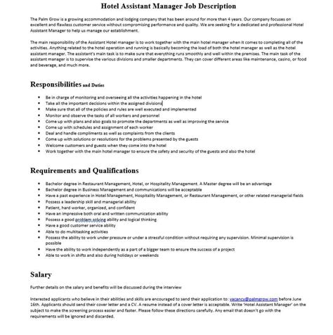 Hiring manager job profile and description. Hotel Assistant Manager Job Description | Mous Syusa