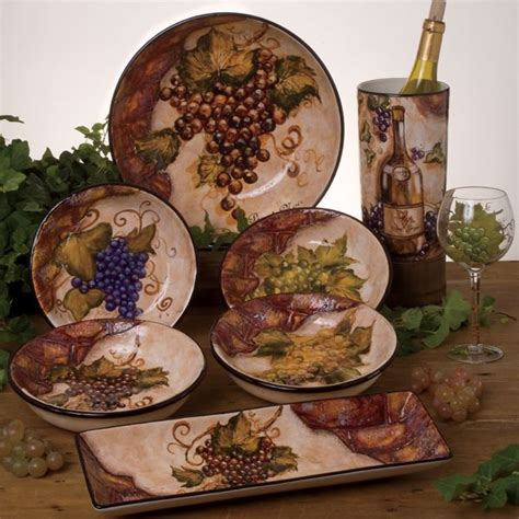 Tuscan villa 16pc dinner set. Ceramic Tableware | Wine decor kitchen, Tuscan kitchen ...