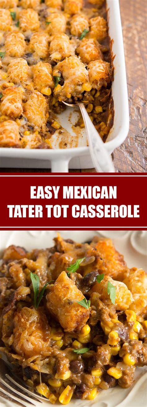 Made without cream of x soup, it is comfort food at its best and so easy! Easy Mexican Tater Tot Casserole | This delicious taco ...