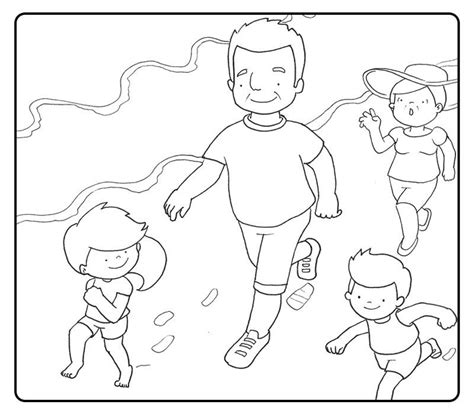 2 cómo dibujar a los niños niña y niño aprender a colorear para niños. Colorear abuelos corriendo por la playa con sus nietos