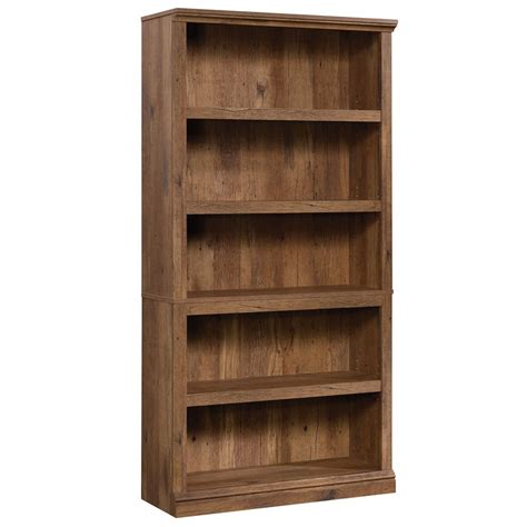 This corner bookcase will compliment any decor and can be combined with our 5 tier ladder bookcase for additional storage space. Sauder Misc Storage 5-Shelf Tall Wood Bookcase in Vintage ...