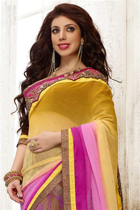 Our saree designs and sarees categories include kanjivaram silk saree, tussar silk sarees, printed silk saree, kantha saree, benarasi silk, georgette & indian saree. Pink Yellow Chiffon Saree with Art Silk Blouse, Saree with ...