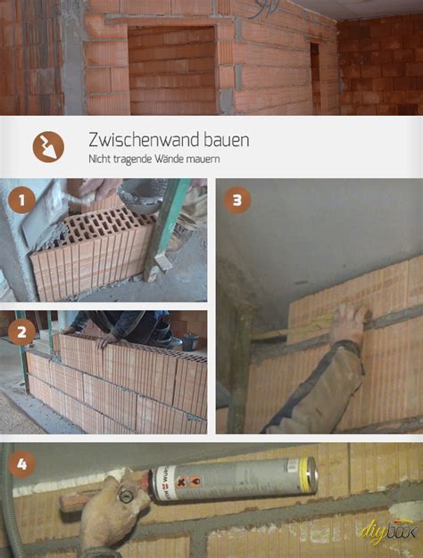 Tragende innenwände innerhalb eines brandabschnittes (einer wohnung), außenwandscheiben mit einer breite ≤ 1,0 m oder. Zwischenwand bauen - Nicht tragende Wände mauern ...