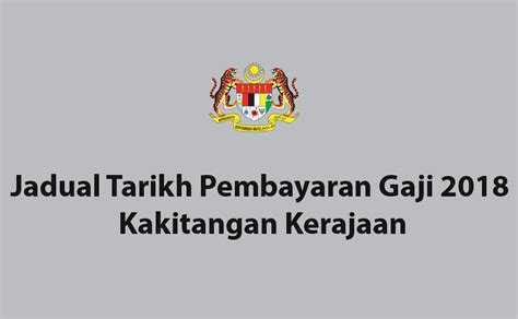 Pembayaran akan mula di buat pada bulan febuari dan kemudiannya secara berperingkat selepas itu. Jadual Tarikh Pembayaran Gaji Tahun 2018 Penjawat Awam.
