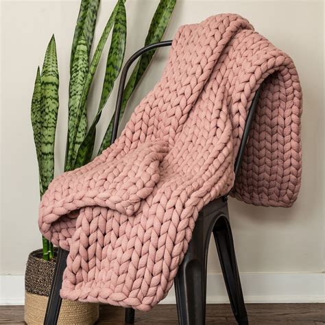 Chunky Knit Throw - Mauve - Blanket Warehouse