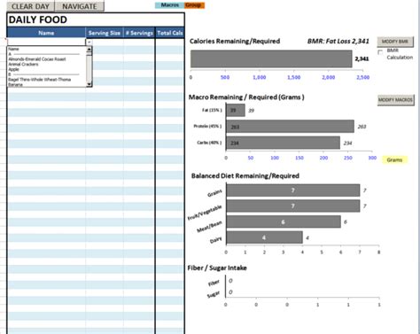 Download free excel dashboard templates, inclusive of financial, kpi, project management, sales, hr, seo, and customer report examples. Nutrition Spreadsheet Template Printable Spreadshee ...