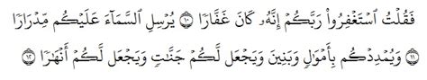 Mohonlah ampun kepada tuhanmu, sesungguhnya dia adalah maha pengampun, niscaya dia akan mengirimkan hujan kepadamu dengan lebat, dan membanyakkan harta dan. Keutamaan Surat Nuh - mukjizat alquran