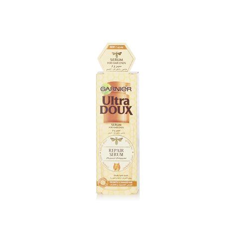 The serum formula is enriched with the goodness of avocado and grape seed oil that results in smoother, longer and shinier hair. Garnier Ultra Doux honey treasures hair repair serum 50ml ...