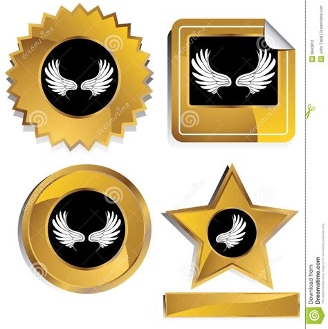 Check spelling or type a new query. Gold and Black - Wings stock vector. Illustration of button - 9843813