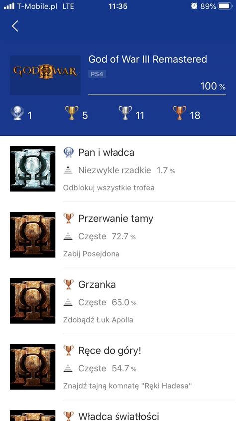 The trophies on the ps4 have a separate list than those on the ps3. God of War III Remastered One of my rarest and first platinum trophies. Very satisfied after ...