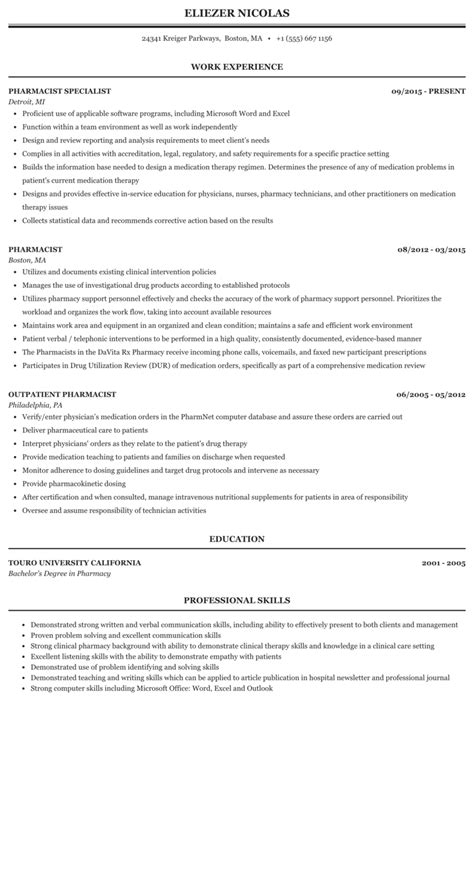 Pharmacist resume objective sample of pharmacy popular example. Cariculum Vitae Objective For Pharmacist / Pharmacist ...