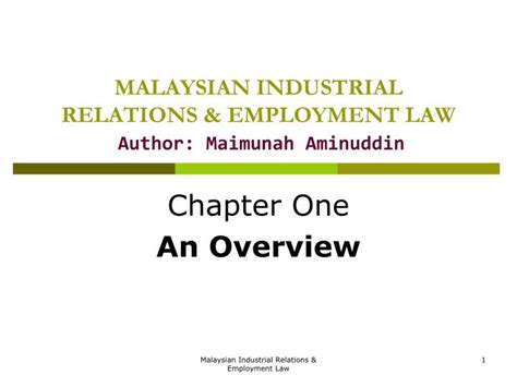 Industry malaysia (im) established in 2019, provides professional services for companies entering malaysia. PPT - MALAYSIAN INDUSTRIAL RELATIONS & EMPLOYMENT LAW ...