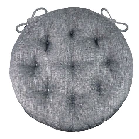 .round chair cushions, flat cushions that will add just a little bit of padding to a chair seat, and especially if you choose to add embellishments to your cushions such as ruffles, piping, or ties. Rave Graphite Grey Bistro Chair Pad - 16" Round Cushion ...