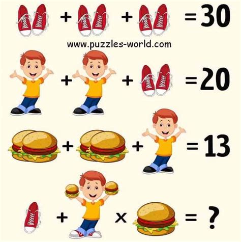 Shoes + priya + priya = 20. Shoes Shoes Shoes 30 puzzle | Maths puzzles, Math riddles ...