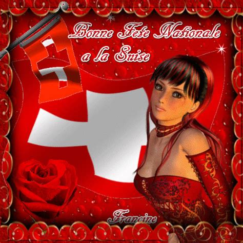 La fête nationale suisse (en allemand bundesfeiertag, en italien giorno della festa nazionale svizzera, en romanche fiasta naziunala svizra , en rumantsch grischun di da la festa naziunala) est la dénomination officielle de la fête le serment du roi marqua. Bonne Fete Nationale a la Suisse