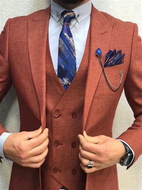 Complete this look with the matching jacket. Kingston Orange Slim Fit Suit - brabion | Slim fit suits ...