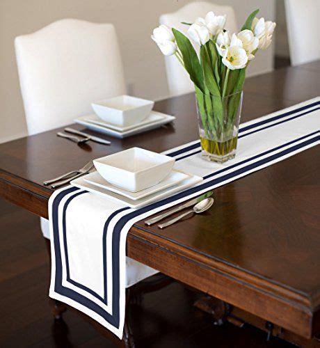 Available items include tablecloths, napkins, placemats and table runners. Contemporary White and Navy Blue Modern Stripe Hotel ...