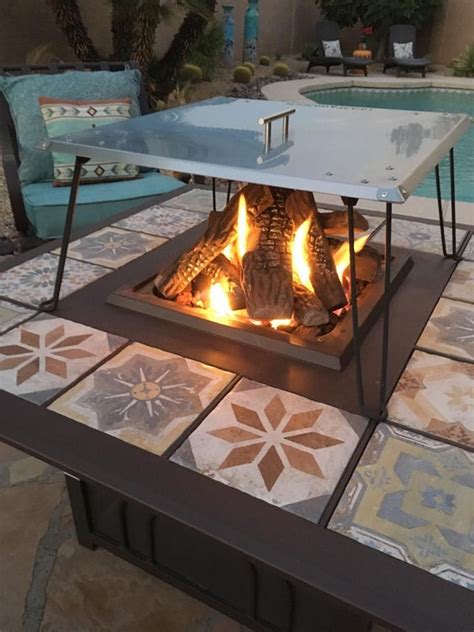 Fill the fire basket 3/4 way full and i also place a piece of aluminum foil over 1 side of the top of the basket. Heat deflector / reflector for gas fire pits. Keeps ...