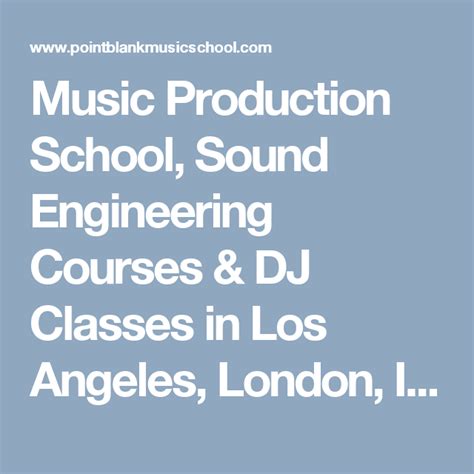 The creativity and thought process involved with engineering audio is what. Music Production School, Sound Engineering Courses & DJ Classes in Los Angeles, London, Ibiza ...