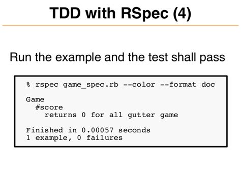 Few advanced test techniques are also covered. Self-testing Code in Ruby - Giovanni Sakti - Rabbit Slide Show