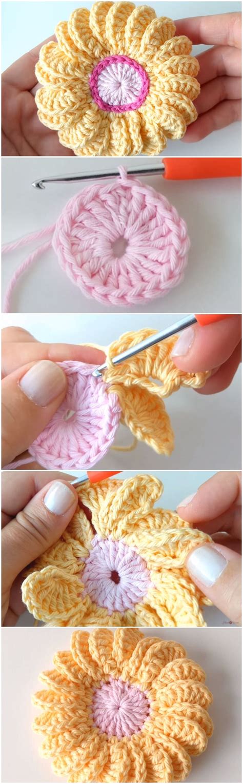 Leaves /flower for beginner #needlepoint #embroidery #crocheting #knitting. Crochet Beautiful Flower Step By Step | Crochet daisy ...