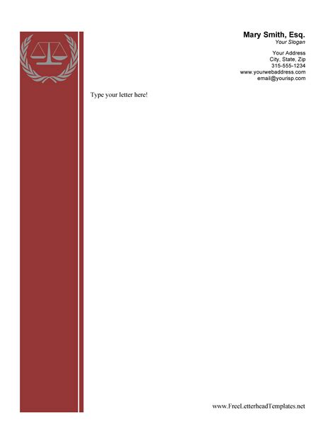 Letterhead printing on all pages. Attorney Business Letterhead Word Template - PDF Format | e-database.org