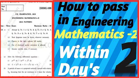 Engineering mathematics 2 ba201 common core ba101 2 3 pn. Engineering Mathematics -2 | Paper pattern | SPPU ...