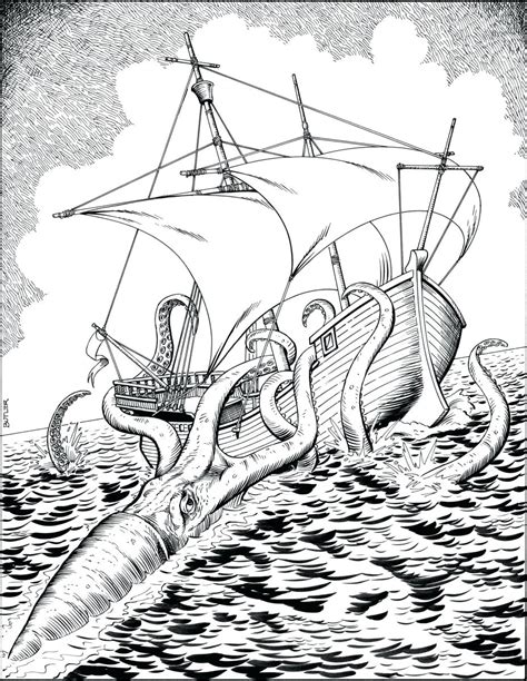 100% free coloring page of giant squid. Giant Squid Coloring Page at GetColorings.com | Free ...