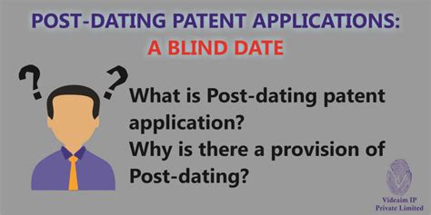 First dates bring with them complications all their own, but blind dates make the first date all the more, well, complicated. POST-DATING PATENT APPLICATIONS: A BLIND DATE
