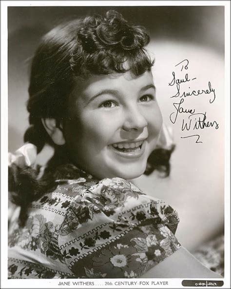 One of the best known child actress' of the 30s and 40s. Jane Withers - Autographed Inscribed Photograph Circa 1939 ...