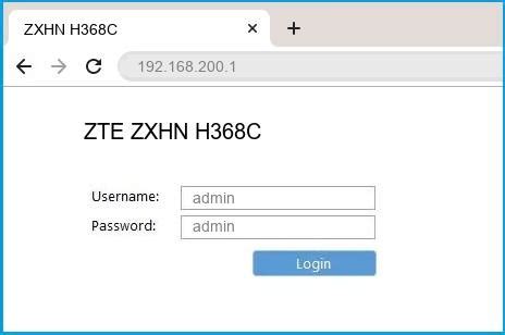 Seethelight recommend that you change your use the following procedure to change your password and ensure that you. 192.168.200.1 - ZTE ZXHN H368C Router login and password