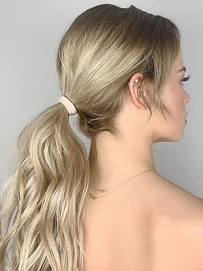 Organic cotton and natural rubber hair ties for blonds, redheads, gray and white hair. Blonde Gentle Hold Seamless Fabric Hair Ties at Cyndibands.com