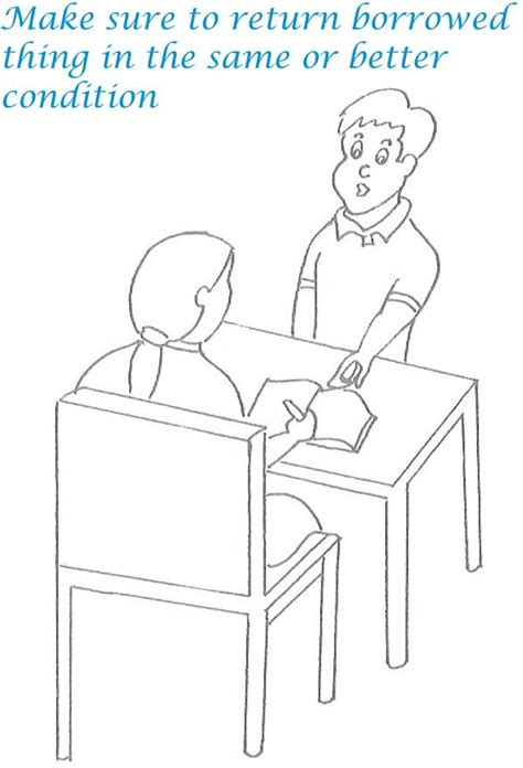 Bible story coloring pages • 7 contents: Etiquette for kids in home coloring page 3