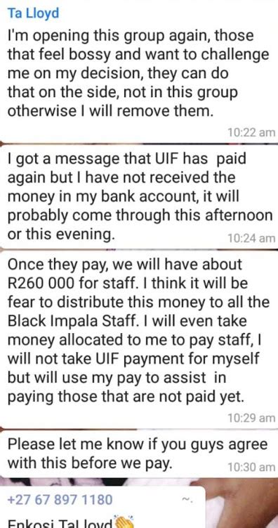 Uif ters payment status check. Black Impala, Lear staff tense over Ters payments