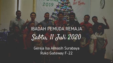 Tim ibadah pemuda atau tip hkbp srengseng sawah adalah tim yang beranggotakan penanggung jawab ibadah pemuda yang diadakan setiap hari minggu pukul 18.00 wib di gereja hkbp srengseng sawah. Ibadah Pemuda Remaja GIA Surabaya - Gateway - 11 Juli 2020 ...