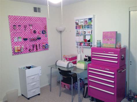 The magnetic boards are helpful for holding small items. My hot pink craft room | Pink crafts, Craft room, Dream ...