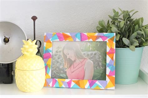 You furlough decorate your home, warning, etc. Colorful geometric tissue paper frame - Mod Podge Rocks